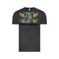Vintage Black dont stop believing Vintage Tee - texasbilliewilder