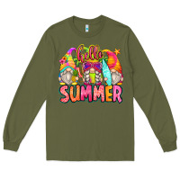Army Green hello summer gnomes Long Sleeve Tee - Zillion Design Studio