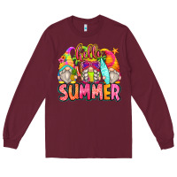 Burgundy hello summer gnomes Long Sleeve Tee - Zillion Design Studio
