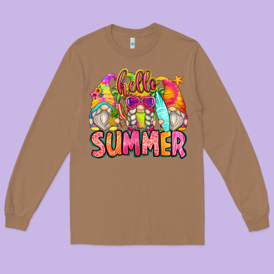Hello Summer Gnomes Long Sleeve Tee Designed By Zillion Design Studio