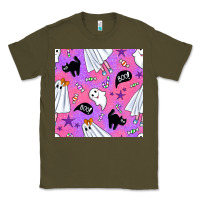 Army Green cute ghost halloween seamless pattern Classic Tee - BundleAndBundleShop