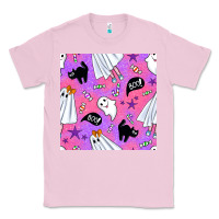 Bubblegum Pink cute ghost halloween seamless pattern Classic Tee - BundleAndBundleShop