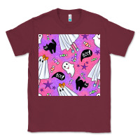 Burgundy cute ghost halloween seamless pattern Classic Tee - BundleAndBundleShop