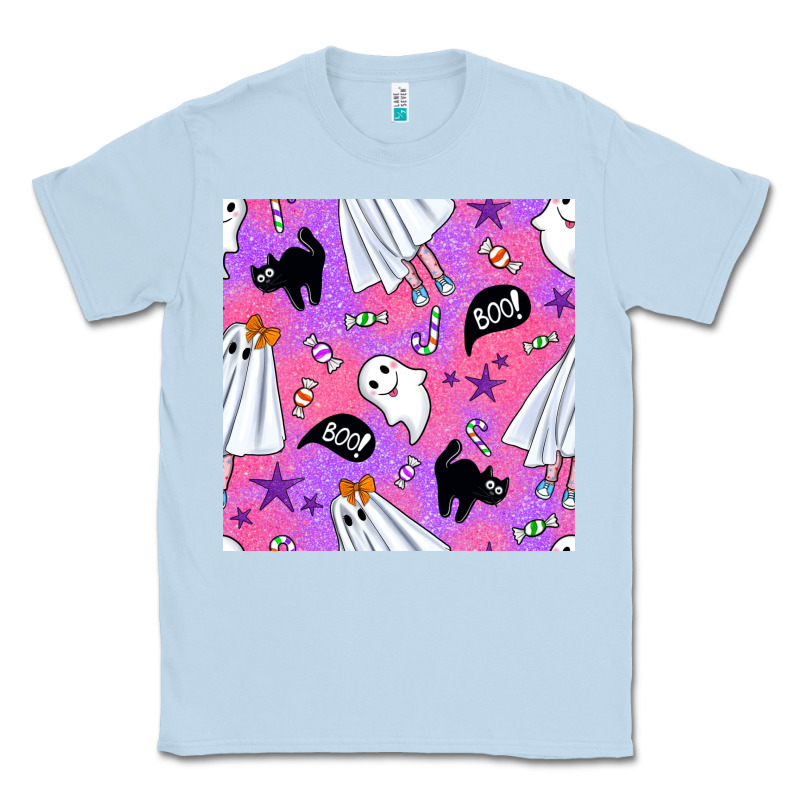 Cute Ghost Halloween Seamless Pattern Classic Tee by BundleAndBundleShop | Teevron