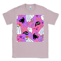 Lilac cute ghost halloween seamless pattern Classic Tee - BundleAndBundleShop
