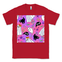 Red cute ghost halloween seamless pattern Classic Tee - BundleAndBundleShop
