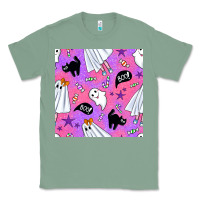Sage cute ghost halloween seamless pattern Classic Tee - BundleAndBundleShop