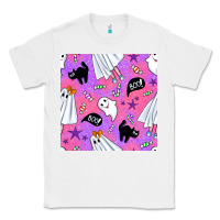 White cute ghost halloween seamless pattern Classic Tee - BundleAndBundleShop