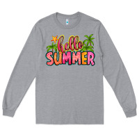 Heather Grey hello summer Long Sleeve Tee - Zillion Design Studio