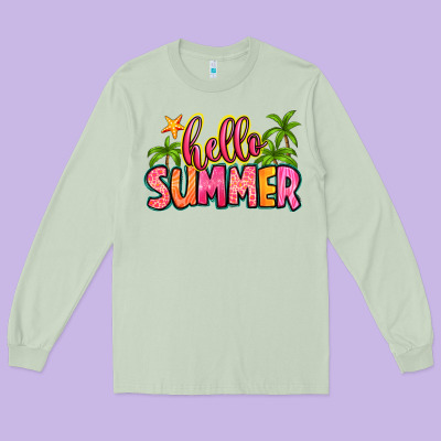 Hello Summer Long Sleeve Tee Designed By Zillion Design Studio