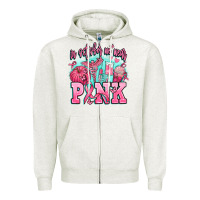 Oatmeal Heather in october we wear pink Zipper Hoodie - AdoDesignShop