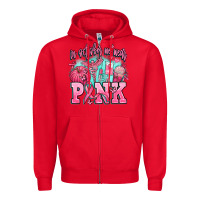 Red in october we wear pink Zipper Hoodie - AdoDesignShop