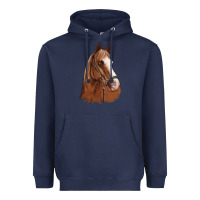 Navy horse portrait Heavyweight Hoodie - Artiststas