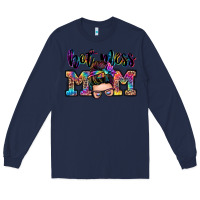 Navy hot mess mom messy bun Long Sleeve Tee - Zillion Design Studio