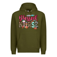 Army Green blessed nurse Premium Hoodie - NancyCooperArtShop
