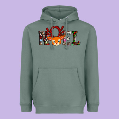 Noel Reindeer Heavyweight Hoodie Designed By Adodesignshop