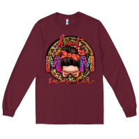 Burgundy hot mom summer messy bun Long Sleeve Tee - Zillion Design Studio