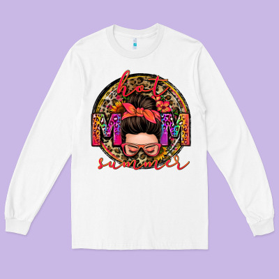 Hot Mom Summer Messy Bun Long Sleeve Tee Designed By Zillion Design Studio