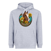 Heather Grey western horseshoe horse sunflowers gemstone Heavyweight Hoodie - Artiststas