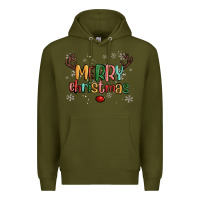 Army Green merry christmas raindeerr Premium Hoodie - MaliasSmallBusiness
