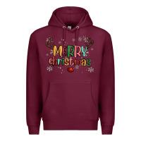 Burgundy merry christmas raindeerr Premium Hoodie - MaliasSmallBusiness