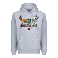 Heather Grey merry christmas raindeerr Premium Hoodie - MaliasSmallBusiness