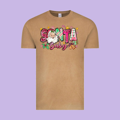 Pink Santa Baby Christmas Vintage Tee Designed By Zillion Design Studio