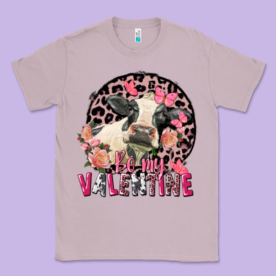 Be My Valentine Holstein Cow Valentine's Day Classic Tee Designed By Fadigitalartstudio
