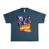 Midnight Navy hotdog with beers billie wilder Urban Heavy Tee - texasbilliewilder