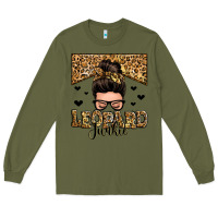 Army Green leopard junkie messy bun Long Sleeve Tee - Zillion Design Studio