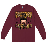 Burgundy leopard junkie messy bun Long Sleeve Tee - Zillion Design Studio