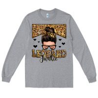 Heather Grey leopard junkie messy bun Long Sleeve Tee - Zillion Design Studio