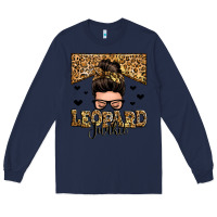 Navy leopard junkie messy bun Long Sleeve Tee - Zillion Design Studio