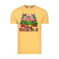 Vintage Mustard merry christmas flamingo Vintage Tee - Zillion Design Studio