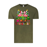Vintage Olive merry christmas flamingo Vintage Tee - Zillion Design Studio