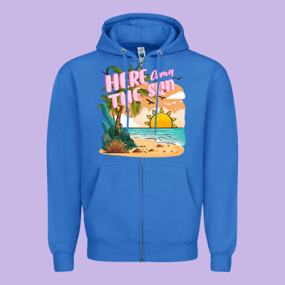 Here Comes The Sun Zipper Hoodie Designed By Jahusdesignshop