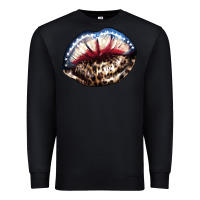 Black American lips leopard Premium Sweatshirt - NancyCooperArtShop