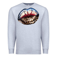 Heather Grey American lips leopard Premium Sweatshirt - NancyCooperArtShop