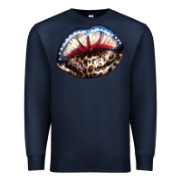 Navy American lips leopard Premium Sweatshirt - NancyCooperArtShop