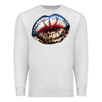 Oatmeal Heather American lips leopard Premium Sweatshirt - NancyCooperArtShop