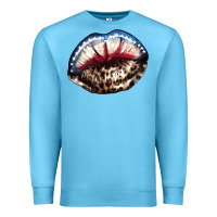 Ocean Blue American lips leopard Premium Sweatshirt - NancyCooperArtShop