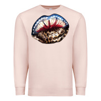 Pale Pink American lips leopard Premium Sweatshirt - NancyCooperArtShop