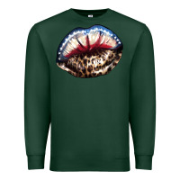 Sports Green American lips leopard Premium Sweatshirt - NancyCooperArtShop