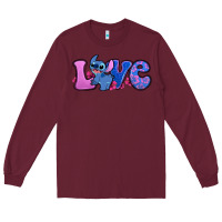 Burgundy love stitch Long Sleeve Tee - Zillion Design Studio