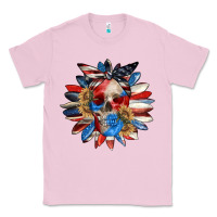 Bubblegum Pink 4th of July sunflower skull 4th of july Classic Tee - CowGirlArtShop