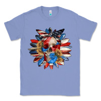Colony Blue 4th of July sunflower skull 4th of july Classic Tee - CowGirlArtShop