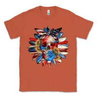 Copper 4th of July sunflower skull 4th of july Classic Tee - CowGirlArtShop