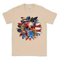 Mushroom 4th of July sunflower skull 4th of july Classic Tee - CowGirlArtShop
