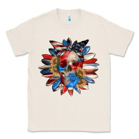 Natural 4th of July sunflower skull 4th of july Classic Tee - CowGirlArtShop