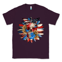 Plum 4th of July sunflower skull 4th of july Classic Tee - CowGirlArtShop